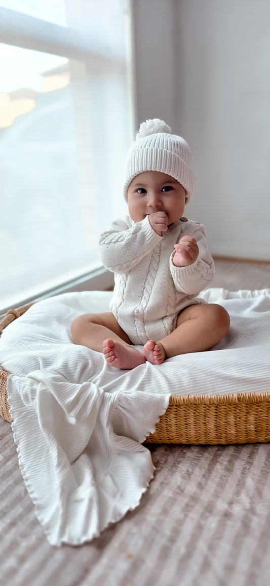 JACARD KNIT ROMPER | PEARL