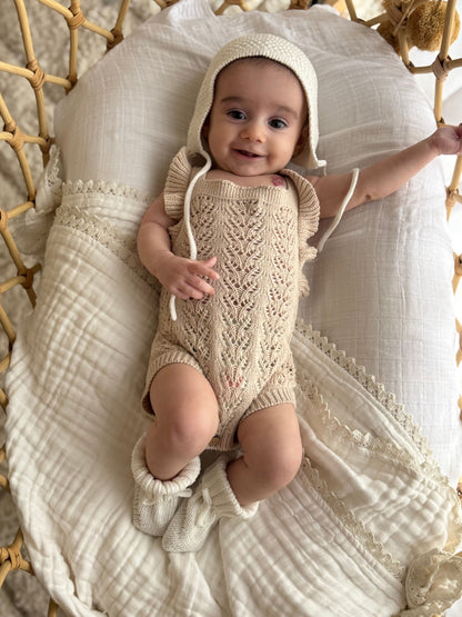 BUBBLE KNIT ROMPER | OAT