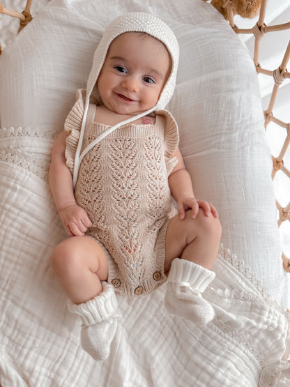 BUBBLE KNIT ROMPER | OAT