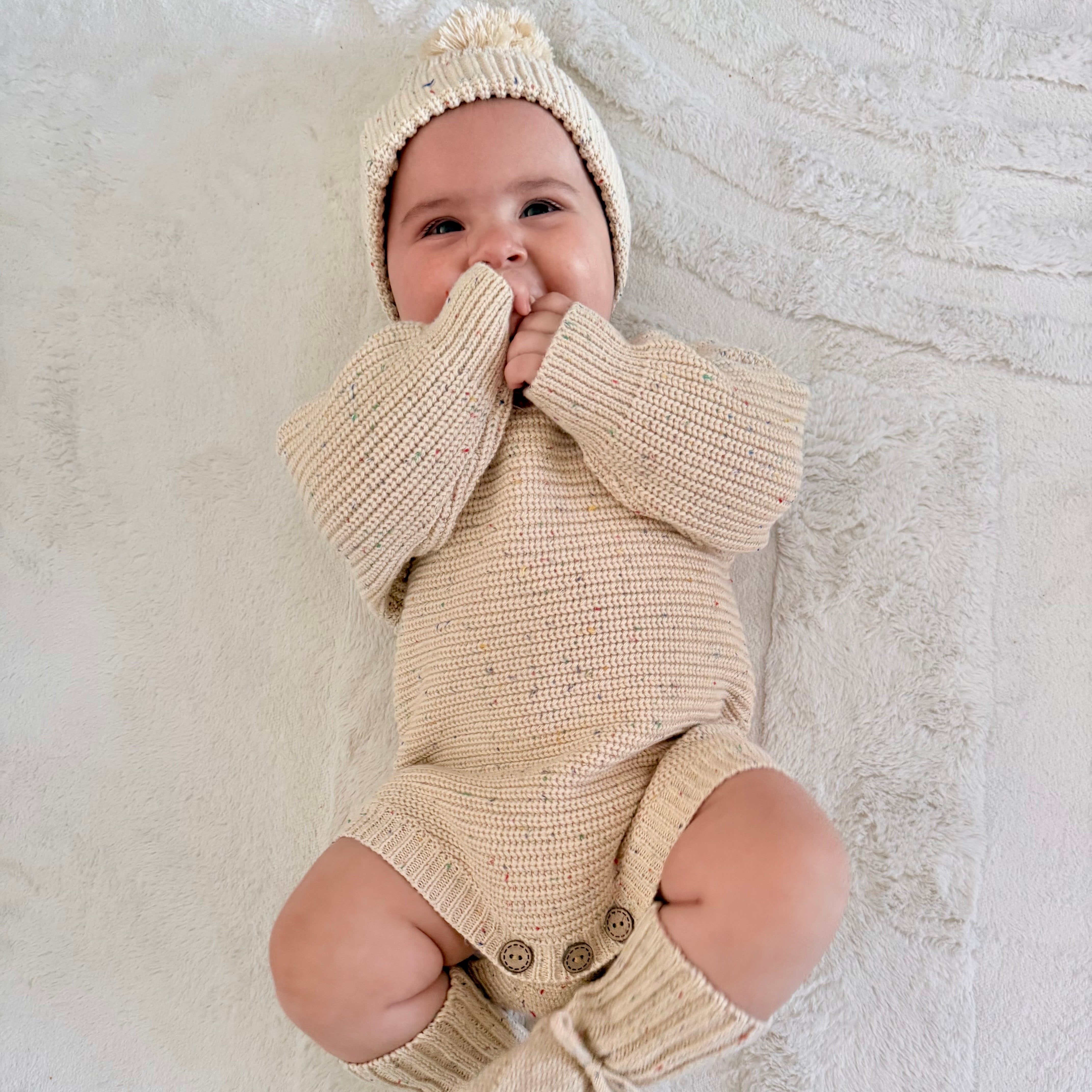 Confetti Latte Bubble Knit Romper