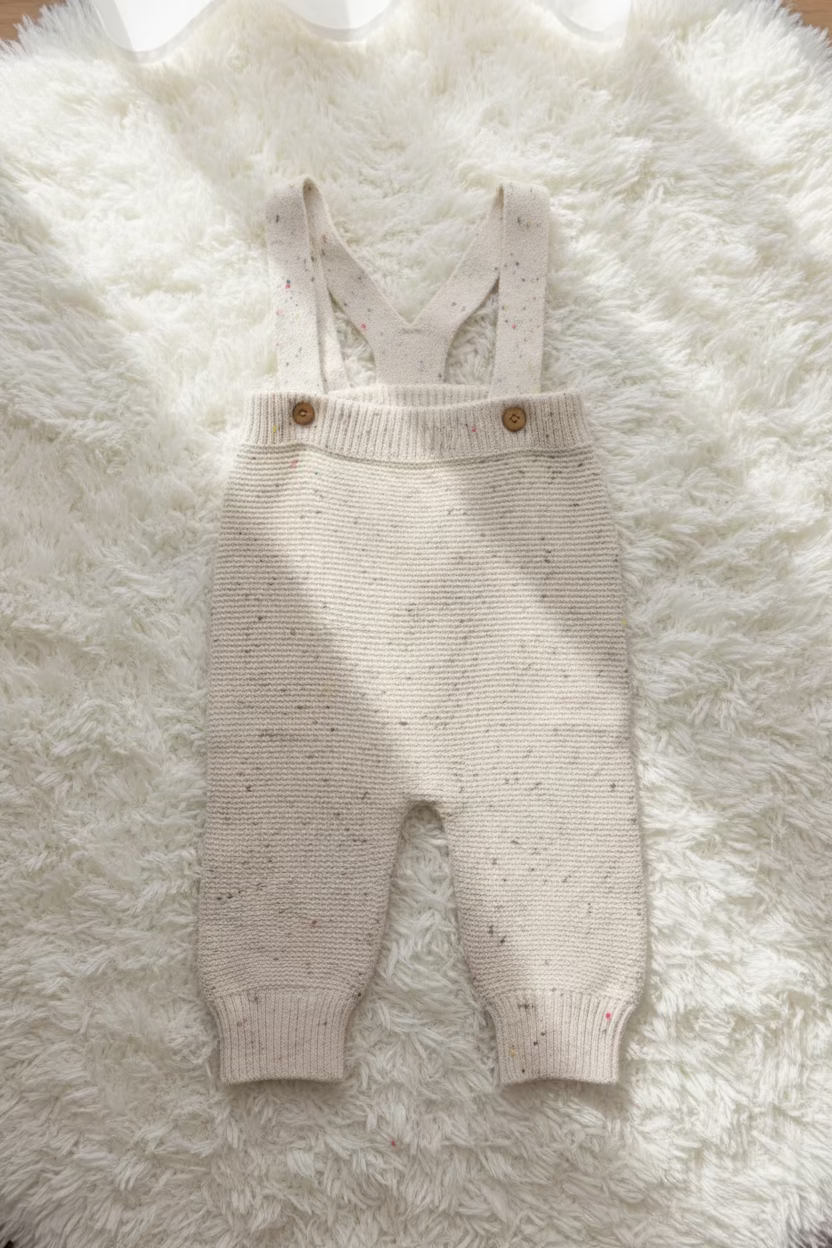 Knit Overalls |Speckled stone